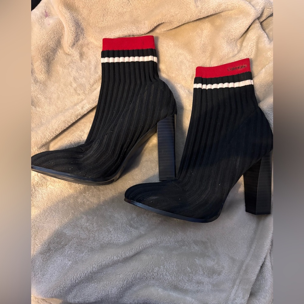 Calvin Klein Black and Red Heeled Boots